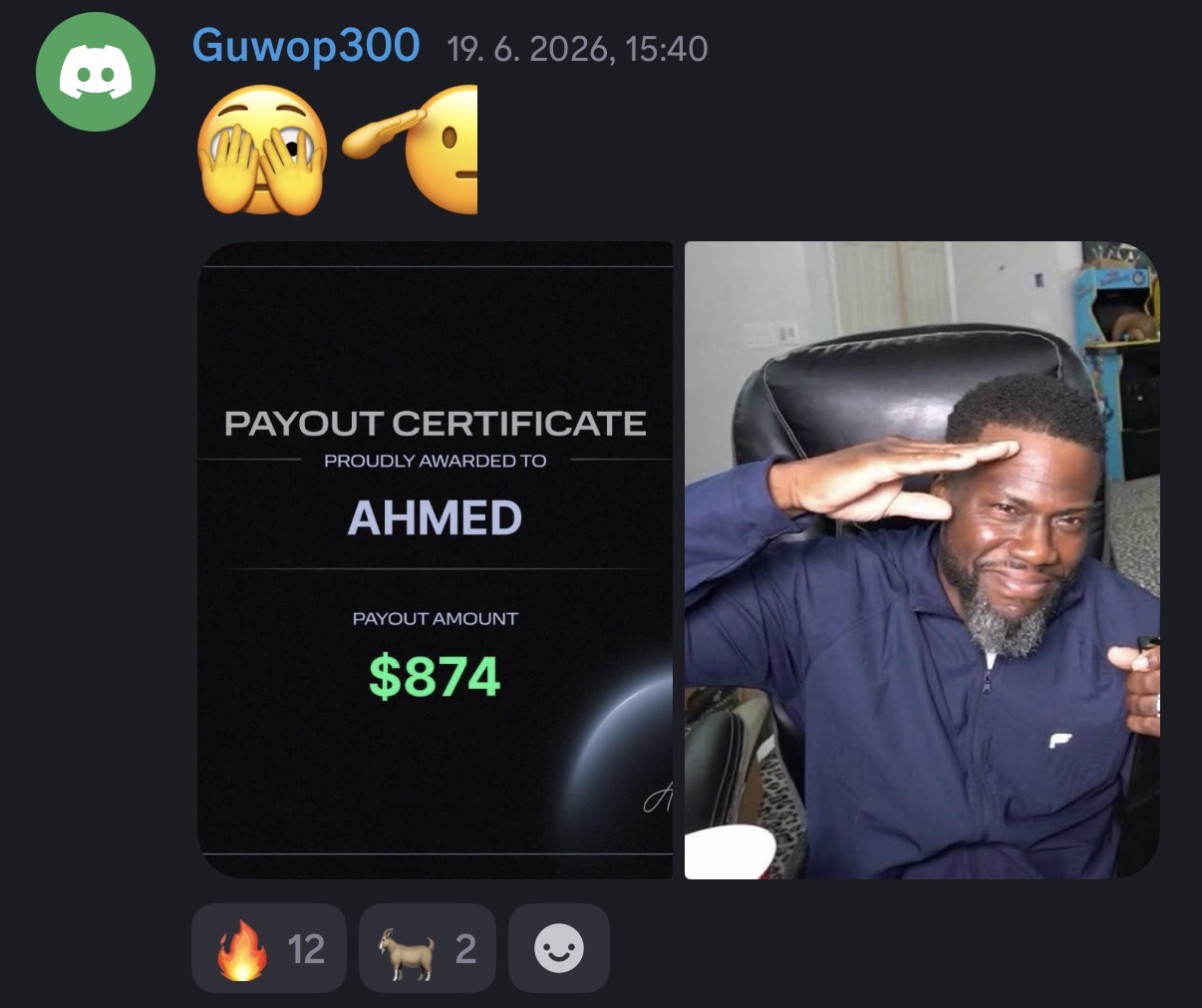 Student result screenshot