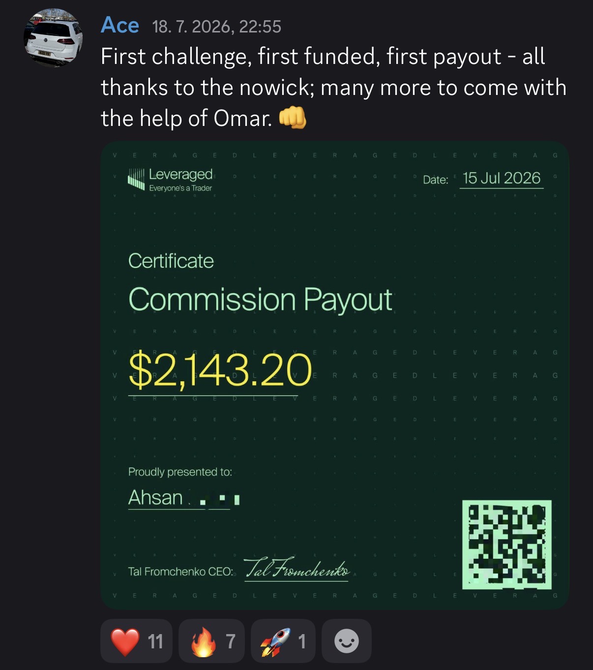 Student result screenshot