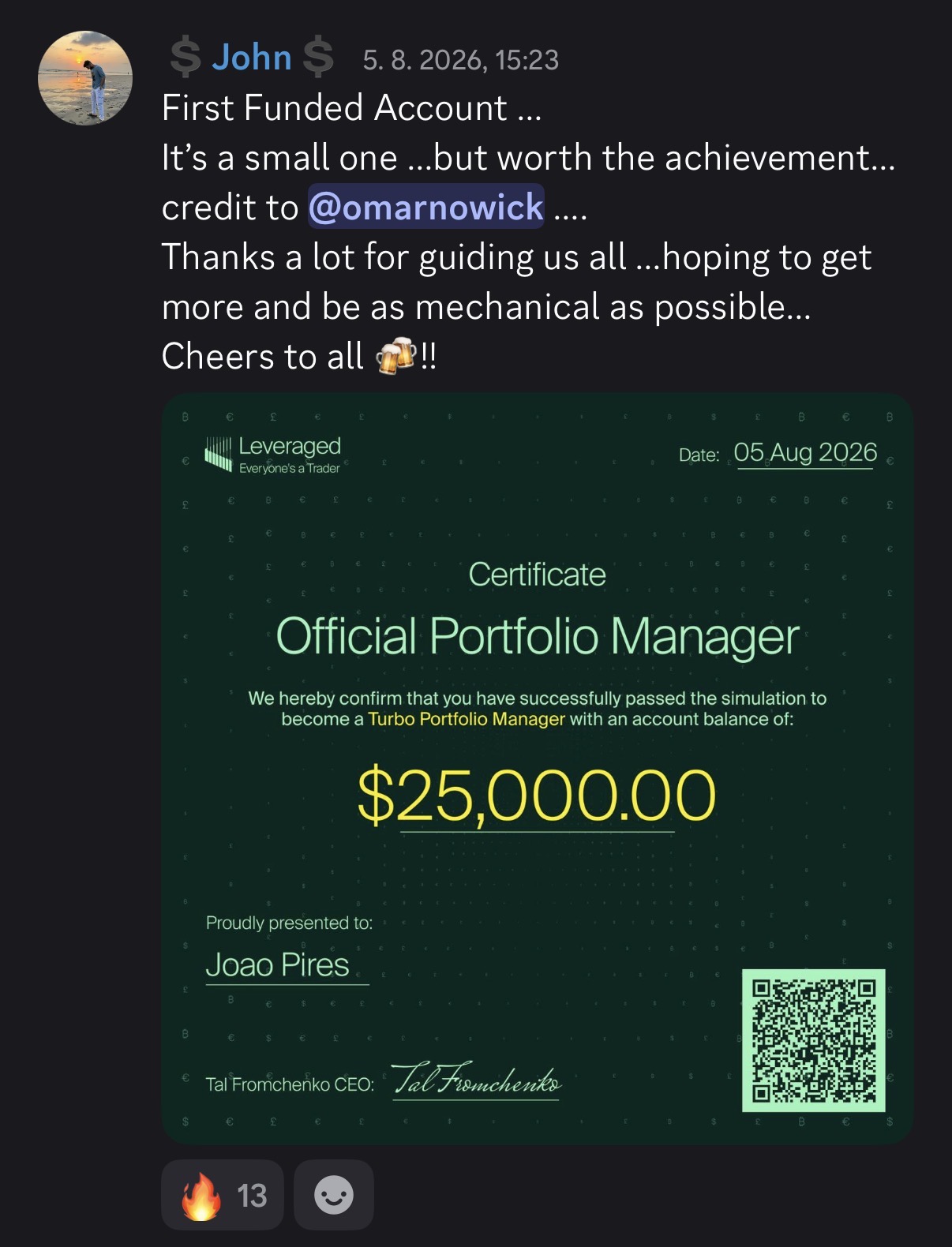 Student result screenshot